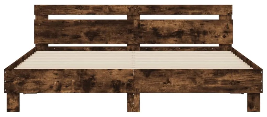Estrutura cama c/ cabeceira/luzes LED 160x200cm carvalho fumado