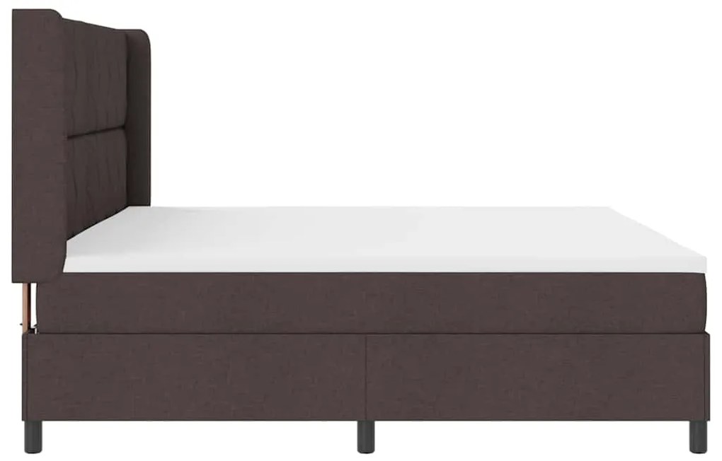 Cama Box com Colchão e LED Castanho Escuro 200x200 cm em Tecido