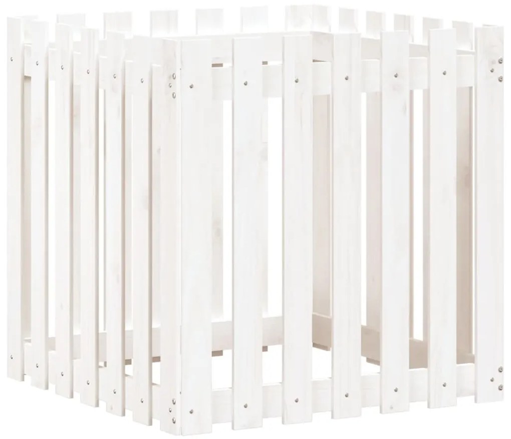 Vaso de jardim c/ design cerca 70x70x70 cm pinho maciço branco