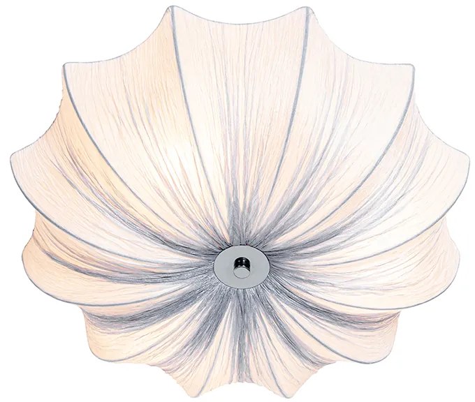 Candeeiro de teto design cinzento seda 52cm 3-luzes - Plu Design