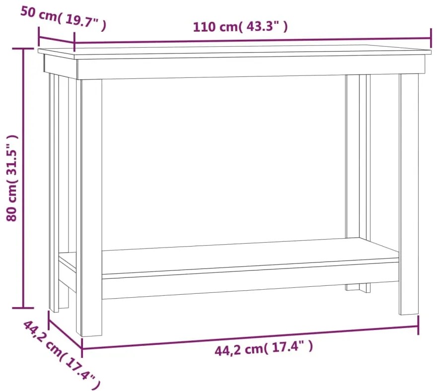 Banco de trabalho 110x50x80 cm pinho maciço castanho mel
