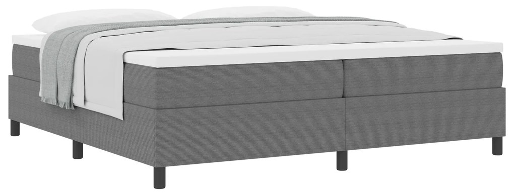 Cama Box Spring com Colchão Cinza 200x200 cm Tecido de Veludo