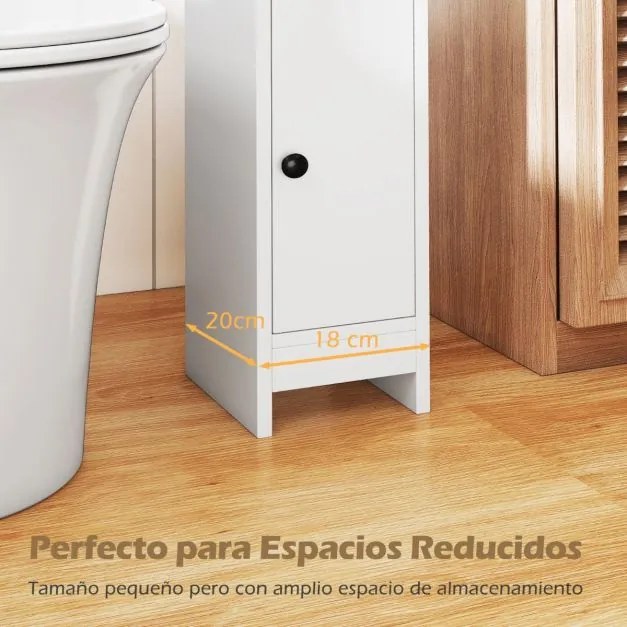 Armário de casa de banho  20 x 18 x 80 cm pequeno com porta e prateleiras ajustáveis para casa de banho 20 x 18 x 80 cm Branco