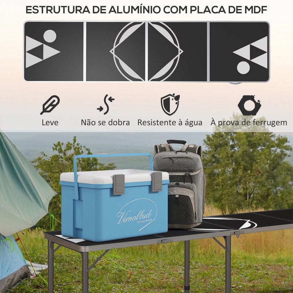 Mesa de Exterior Portátil Mesa de Piquenique Dobrável com Altura Ajust