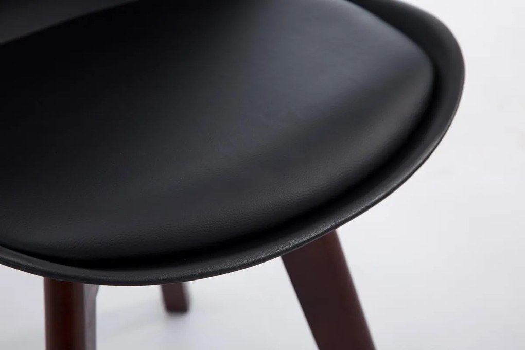 Cadeira de cozinha e sala de jantar Borneo V2 em couro sintético com estrutura branca 48 x 84 x 41,5 cm Preto