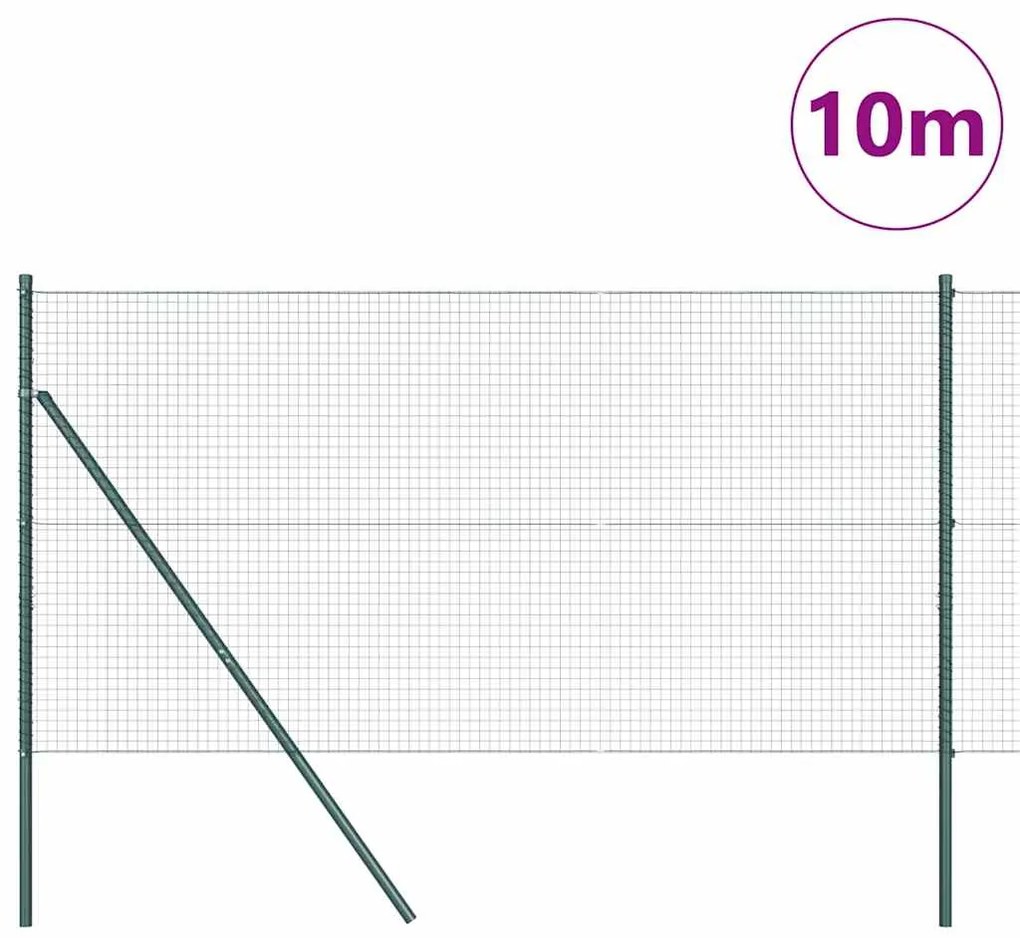 Cerca de Arame Soldado com 7 Postes Verde 1.4x10 m Aço