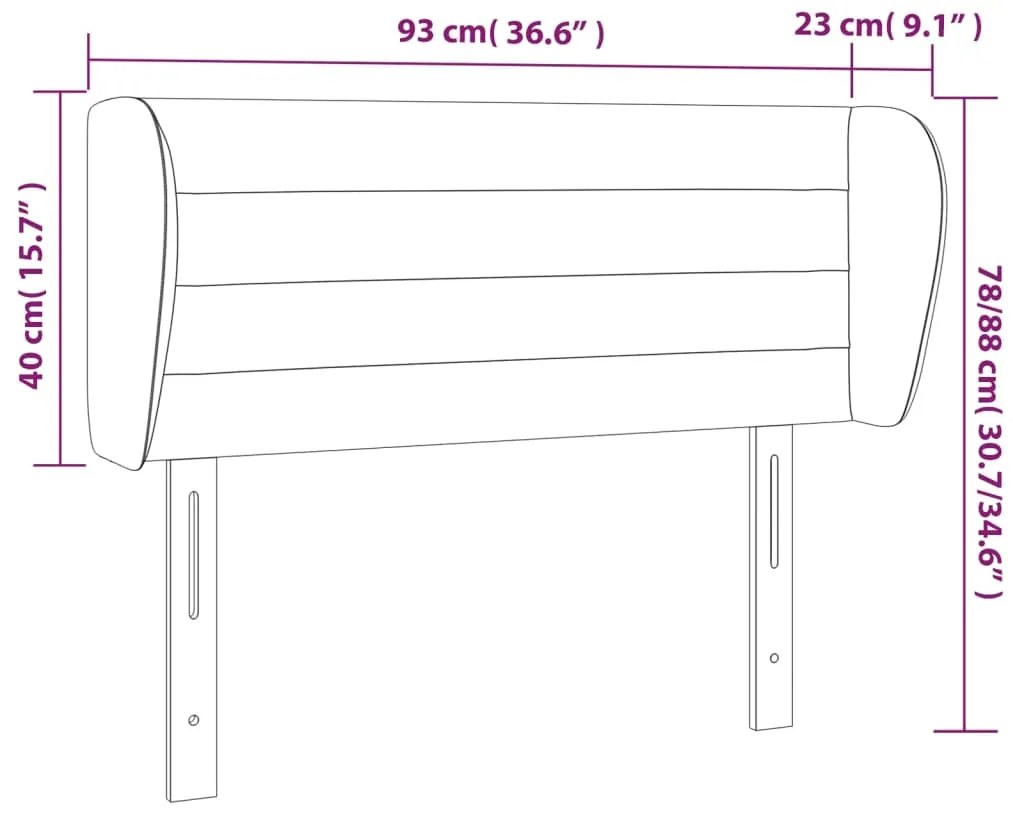 Cabeceira de cama c/ abas tecido 93x23x78/88 cm cinzento-claro