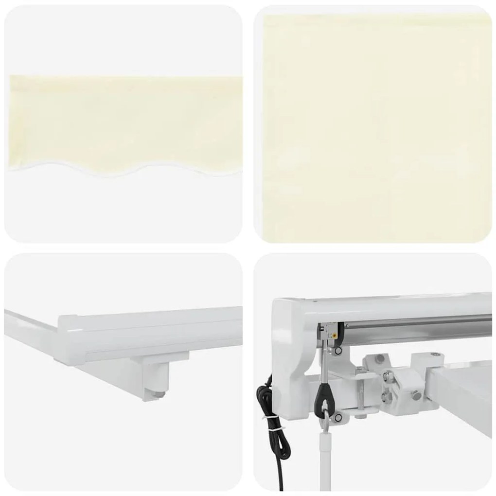 Toldo com Cortina Manual Creme 350 x 200 x 120 cm Tecido, Metal