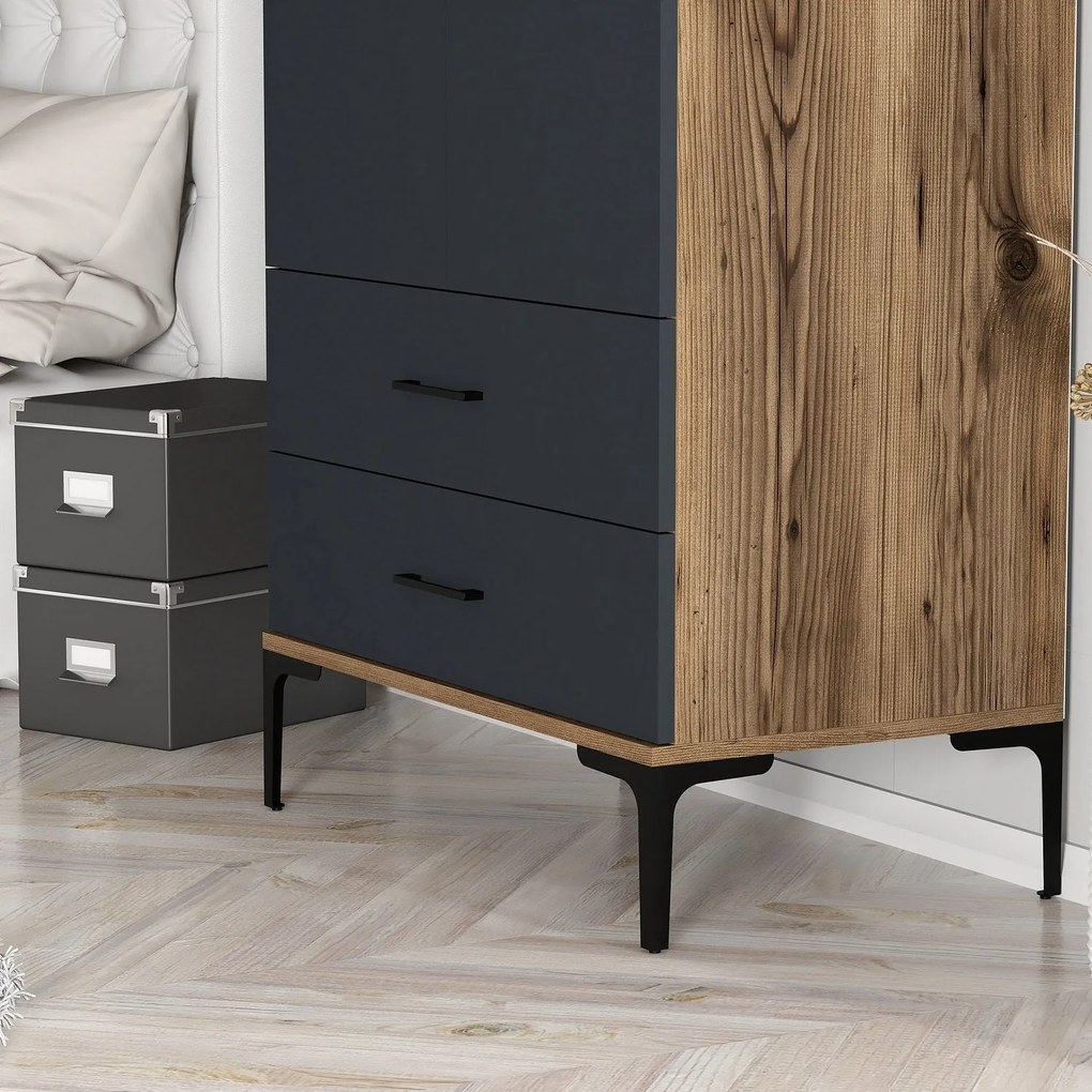 Roupeiro Kumsal T – Nogueira/Antracite – 80x47,5x201,4 cm