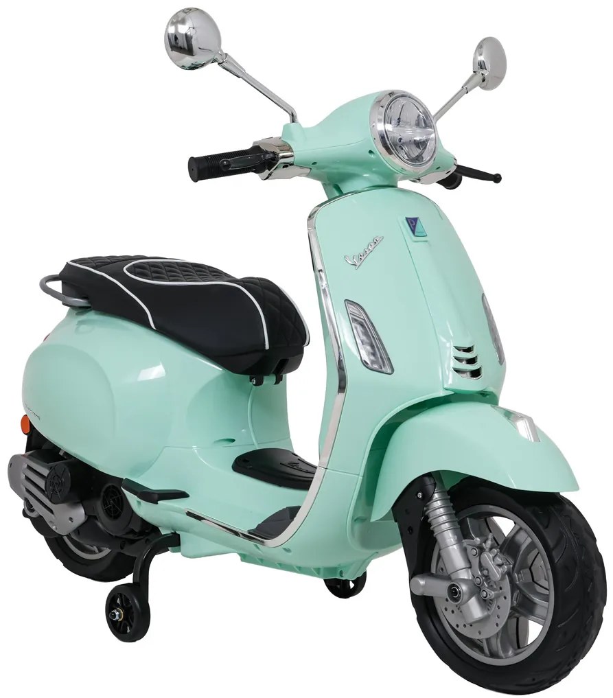 Vespa eletrica para crianças 12V ROMA, Rodas Espuma EVA, assento couro ecológico Verde