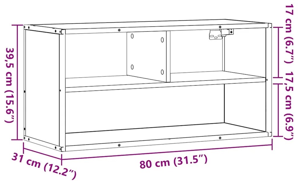 Móvel p/ TV 80x31x39,5 cm deriv. madeira/metal cinzento sonoma