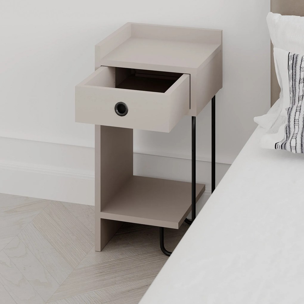 Mesa de Cabeceira Sirius Left – Light Mocha – 32x61x30 cm