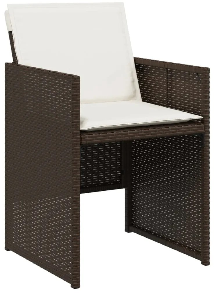 11 pcs conjunto jantar p/ jardim c/ almofadões vime PE castanho