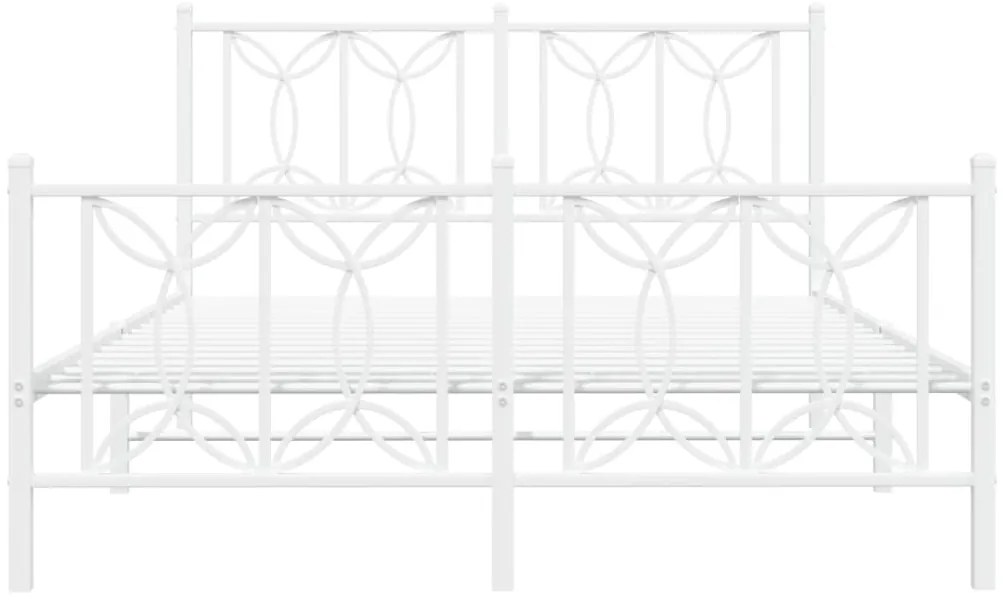 Estrutura de cama com cabeceira e pés 140x200 cm metal branco