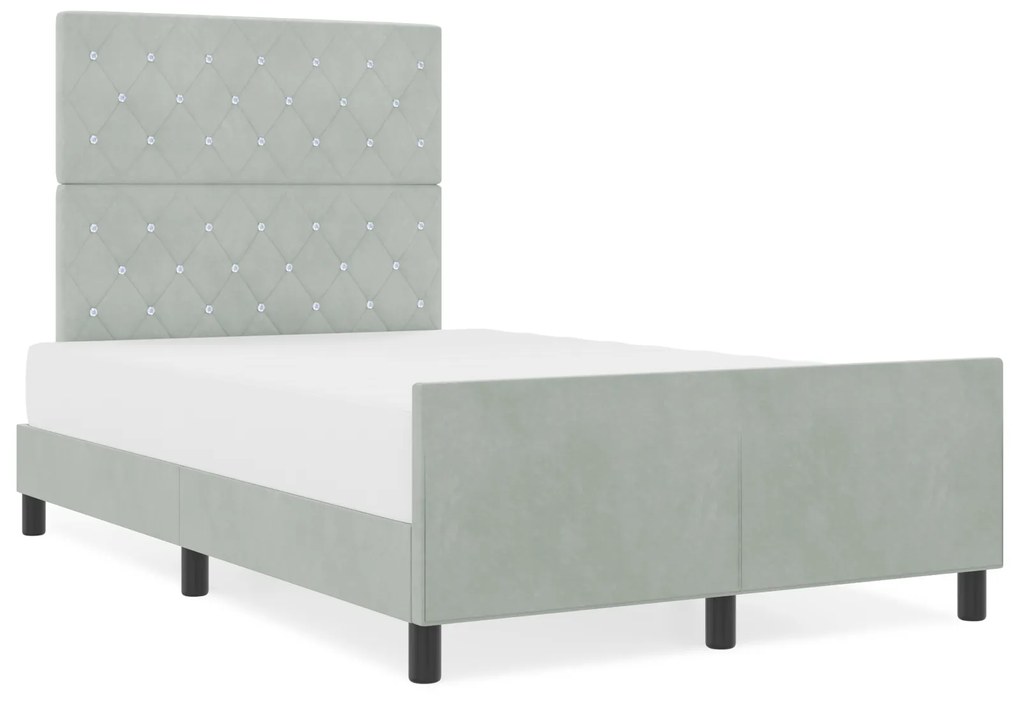 Cama vidaXL Cinza Claro 120x190 cm Veludo