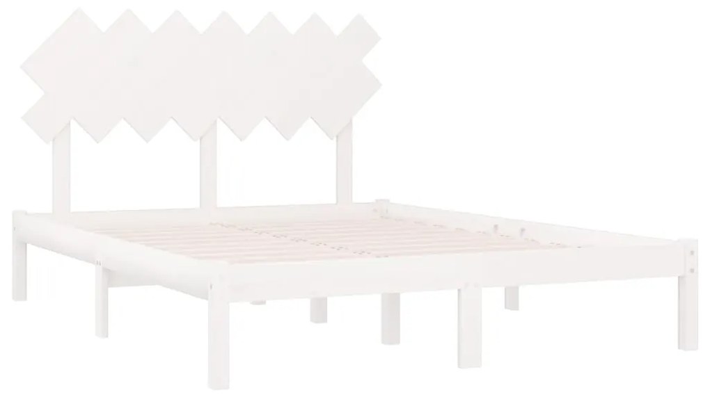 Estrutura de cama king 150x200 cm madeira maciça branco