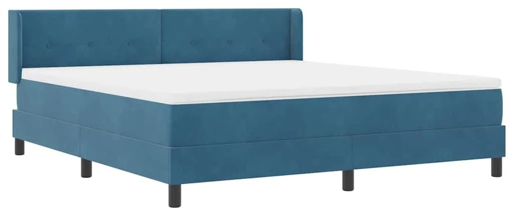 Cama Box Spring vidaXL com Colchão Azul Escuro 180x200 cm Veludo