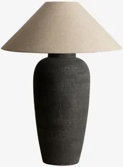 Candeeiro De Mesa Em Linho E Fibra De Vidro Selivan Cinza Grafito - Sklum