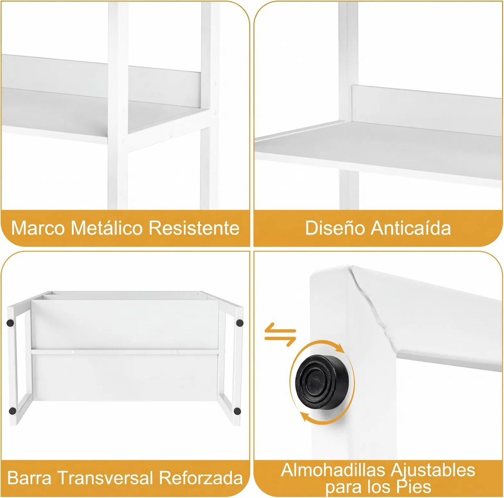 Estante de Secretária, 64 x 33 x 90 cm, 3 Níveis, Branco