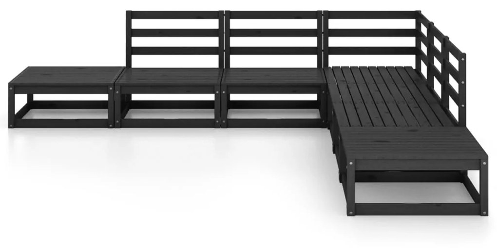 7 pcs conjunto lounge de jardim pinho maciço preto