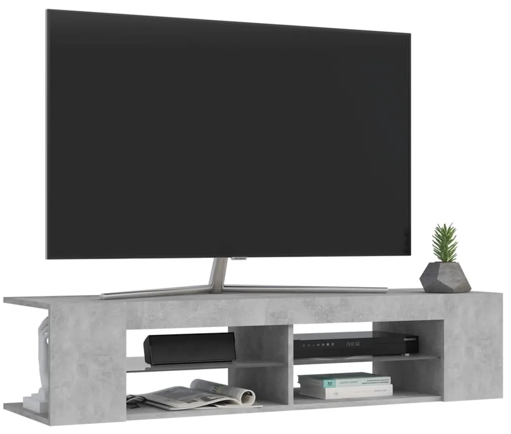 Móvel de TV com luzes LED 135x39x30 cm cinzento cimento