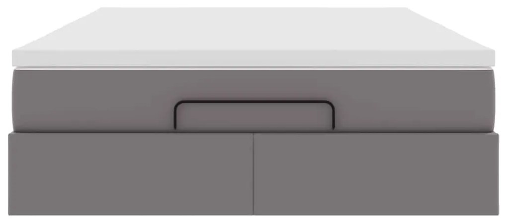 Estrutura de cama otomana com colchão 140x190 cm cinzenta
