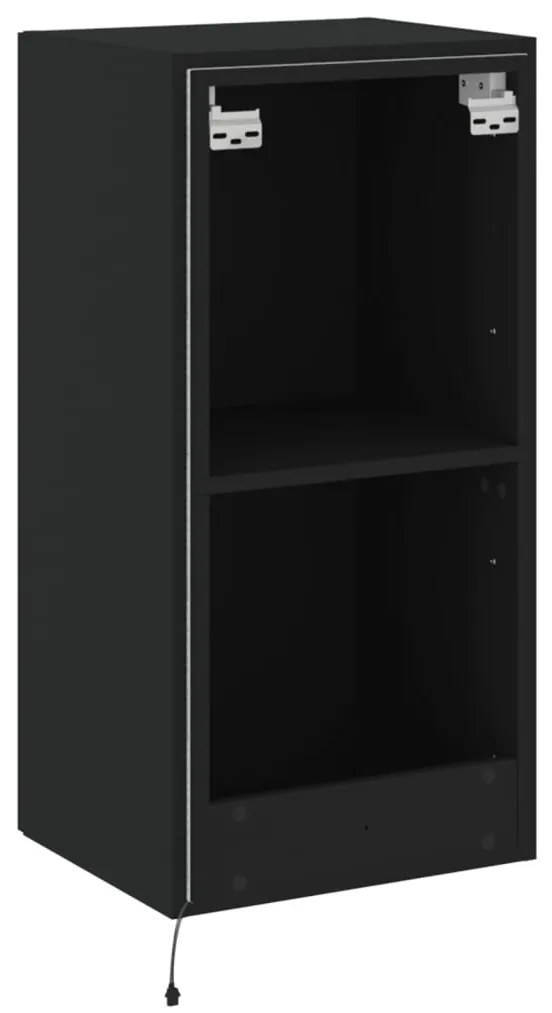 Móvel de parede para TV com luzes LED 40,5x35x80 cm preto