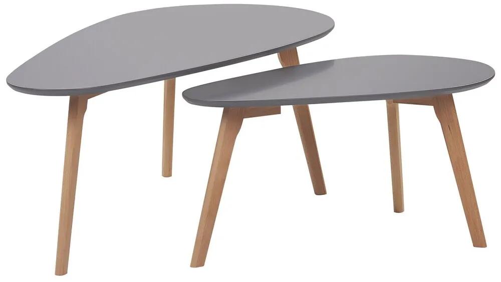 Conjunto de 2 mesas de centro cinzentas com pernas de madeira FLY III Beliani
