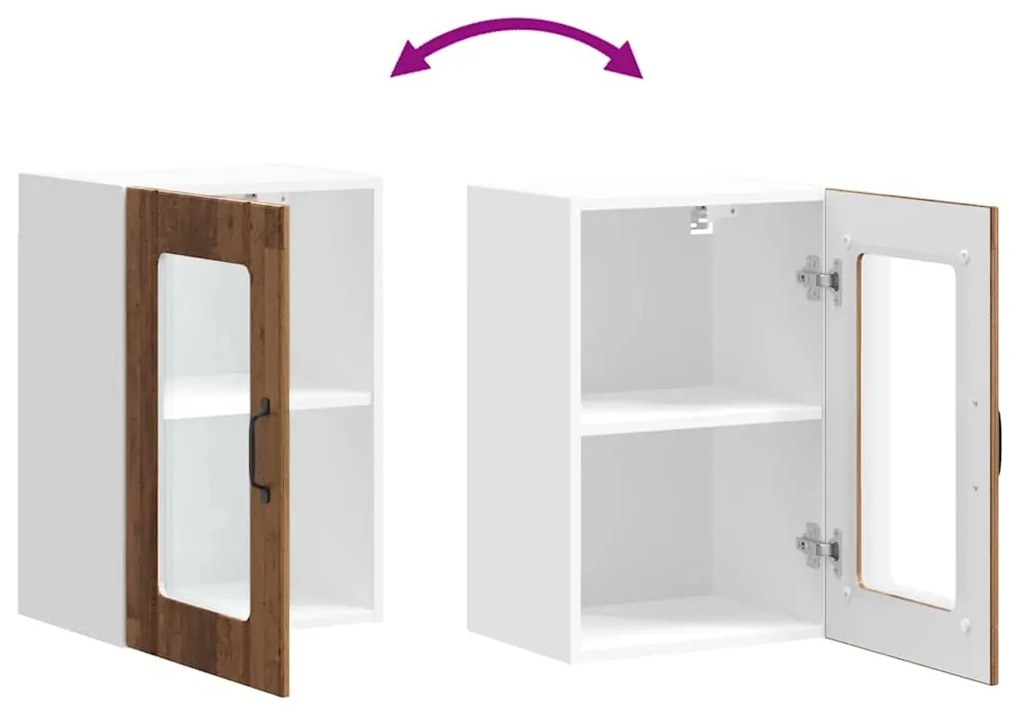 Armário de parede de cozinha porta vidro Lucca madeira velha