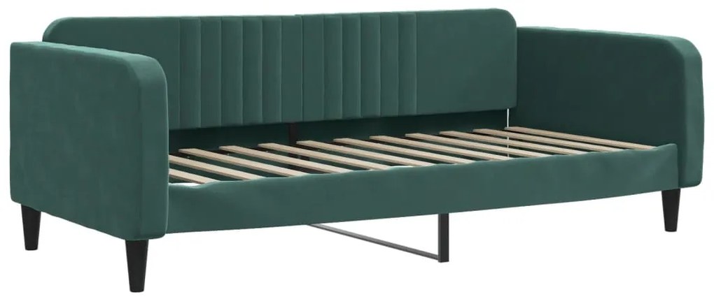 Sofá-cama com colchão 90x200 cm veludo verde-escuro