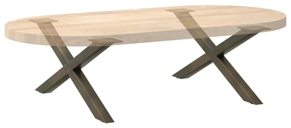Pés para mesa de centro em formato de X, 2 peças, aço natural, 70x(30-