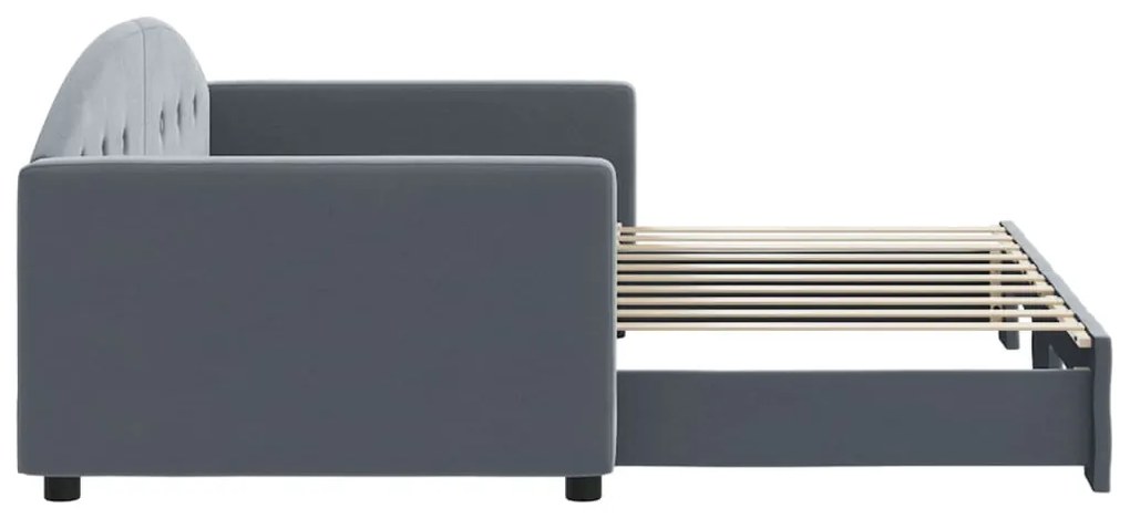 Sofá-cama com gavetão 90x190 cm veludo cinzento-escuro