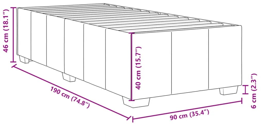 Estrutura de cama sem colchão 90x190 cm tecido castanho-escuro