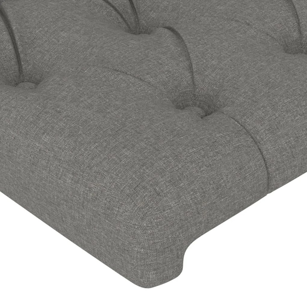 Cabeceira de cama c/ LED tecido 100x7x118/128 cm cinza-escuro