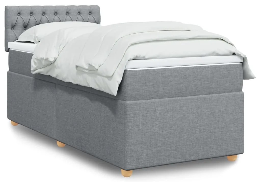 Cama com molas/colchão 90x190 cm tecido cinzento-claro