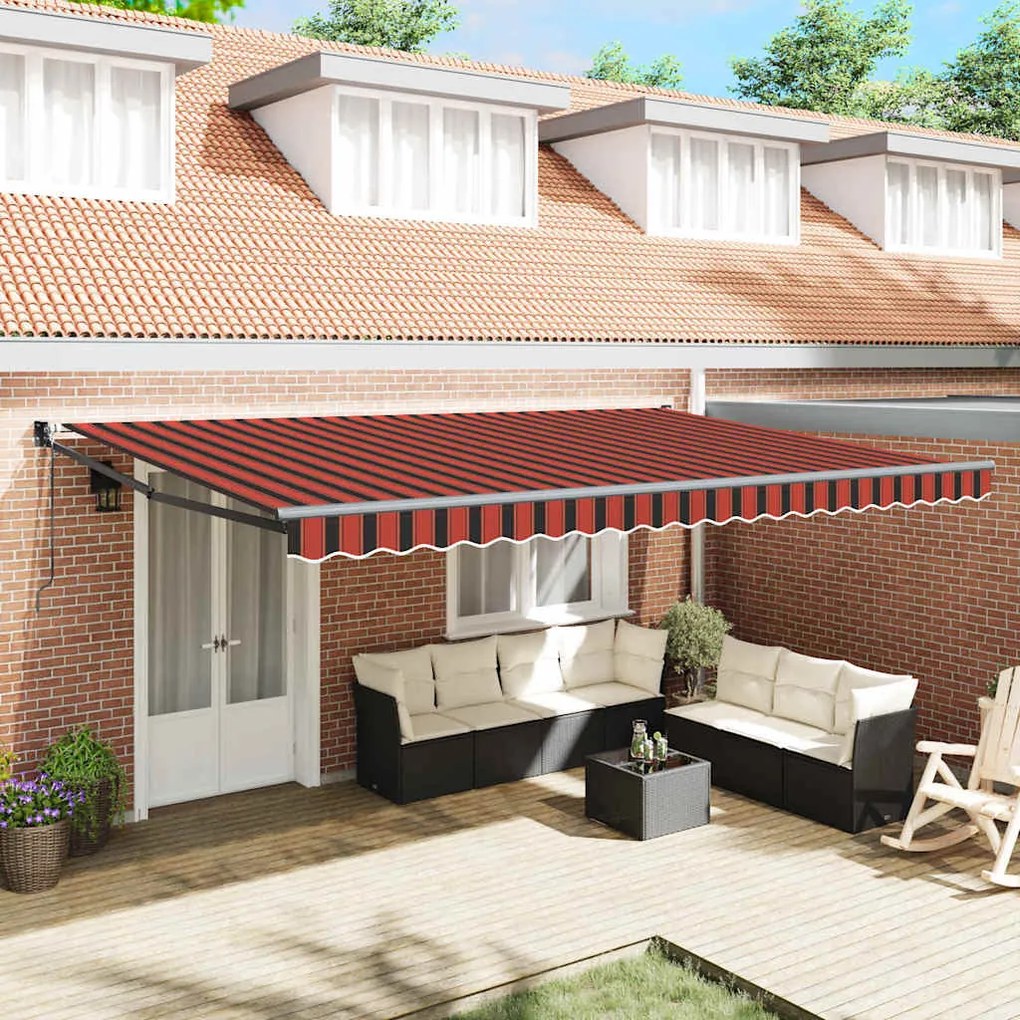 vidaXL Toldo Laranja e Marrom 500 x 300 x 165 cm Poliéster e Metal