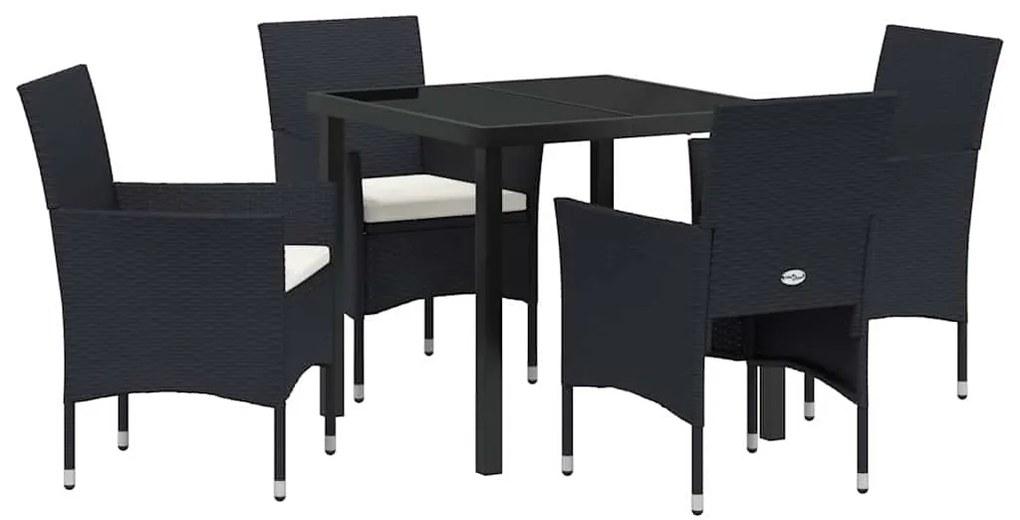 Conjunto de Jantar de Jardim de 5 Peças Preto em Rattan Sintético