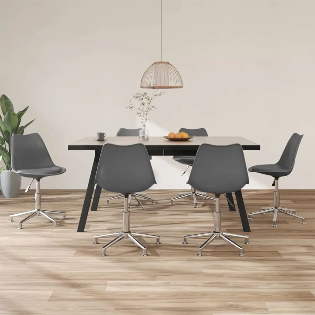 vidaXL Cadeiras de jantar giratórias 6 pcs couro artificial cinzento