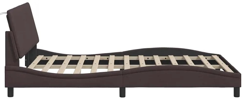 Estrutura de cama sem colchão 140x190 cm tecido castanho-escuro