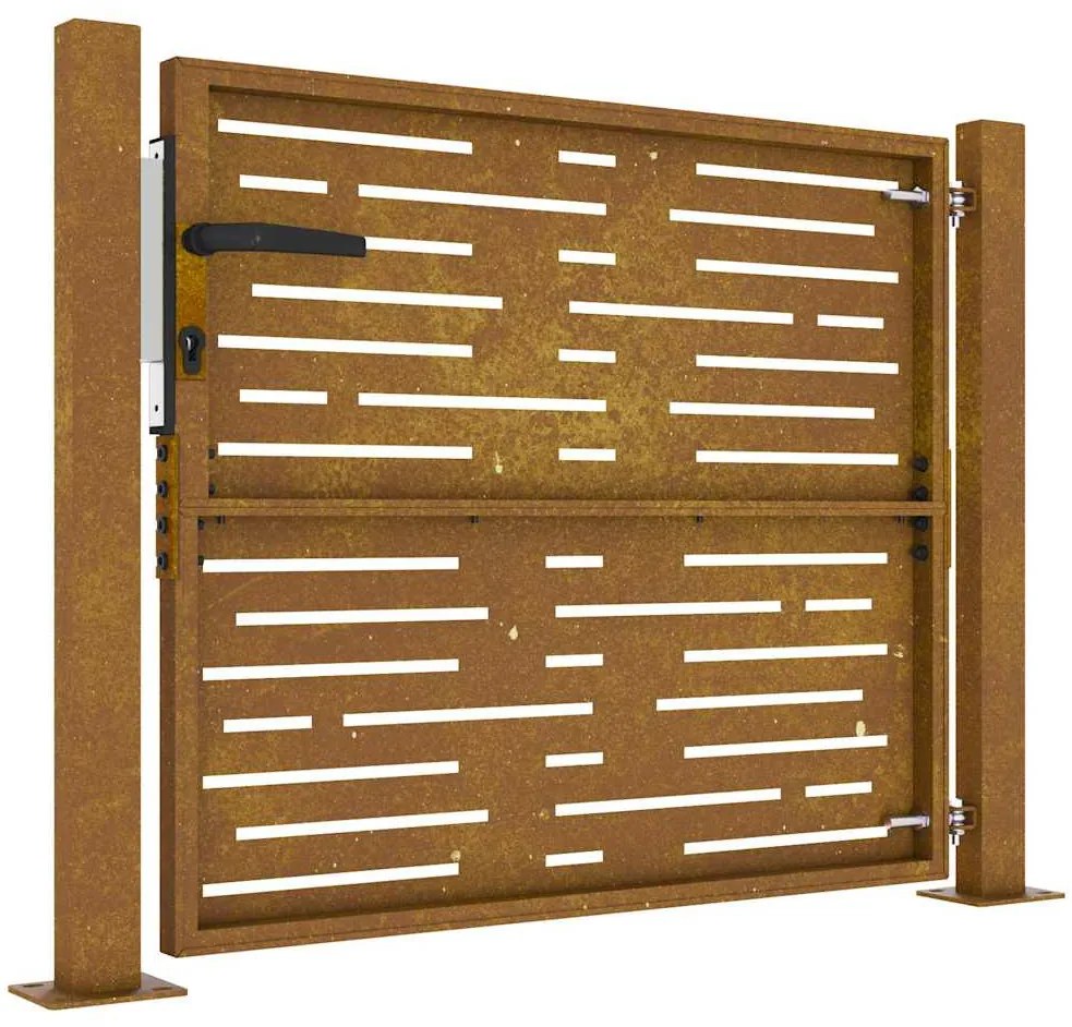 Portão de jardim 105x105 cm aço corten design quadrados