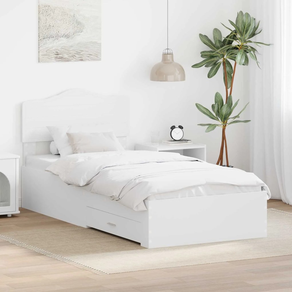 vidaXL Estrutura da Cama Branco 90 x 200 cm Madeira processada