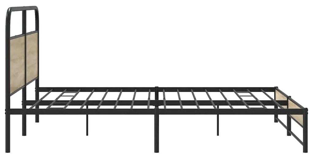 Estrutura de cama sem colchão 200x200cm metal carvalho fumado