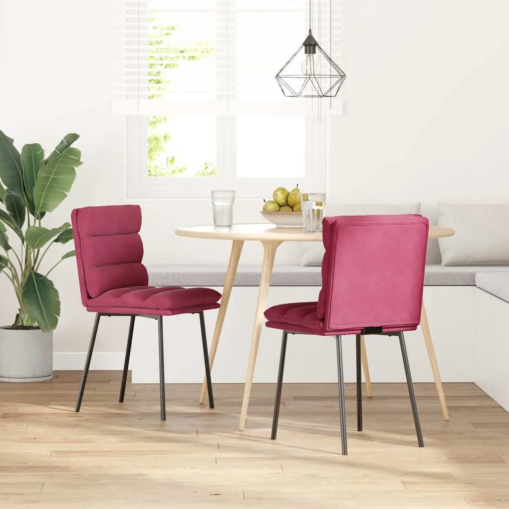 Cadeiras de jantar 2 pcs veludo vermelho tinto