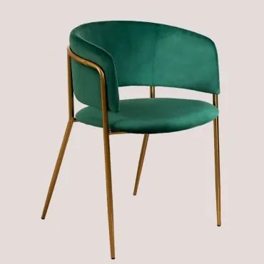 Pacote De 4 Cadeiras De Jantar Estofadas Nalon Dourado & Velluto Verde Selva & Terciopelo - Sklum