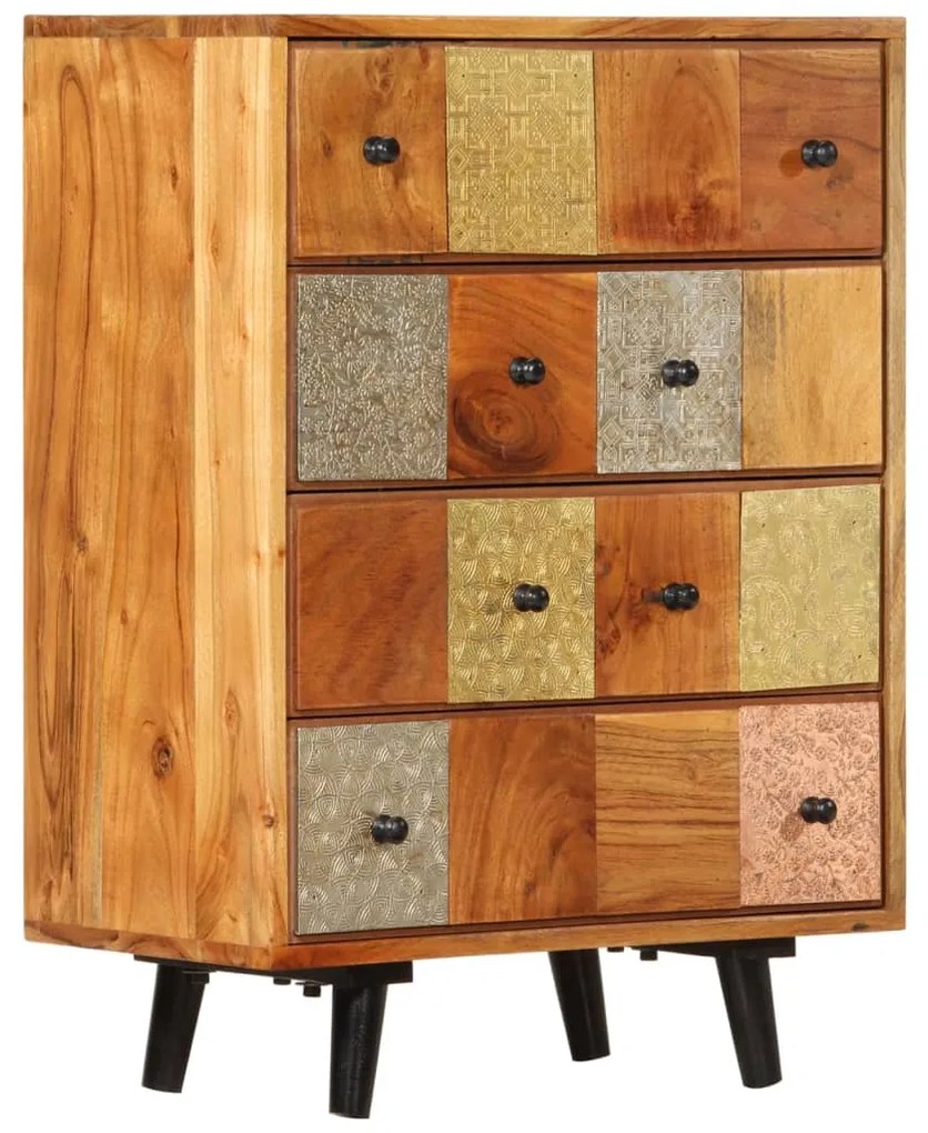 vidaXL Cómoda 55x30x75 cm madeira de acácia maciça e metal