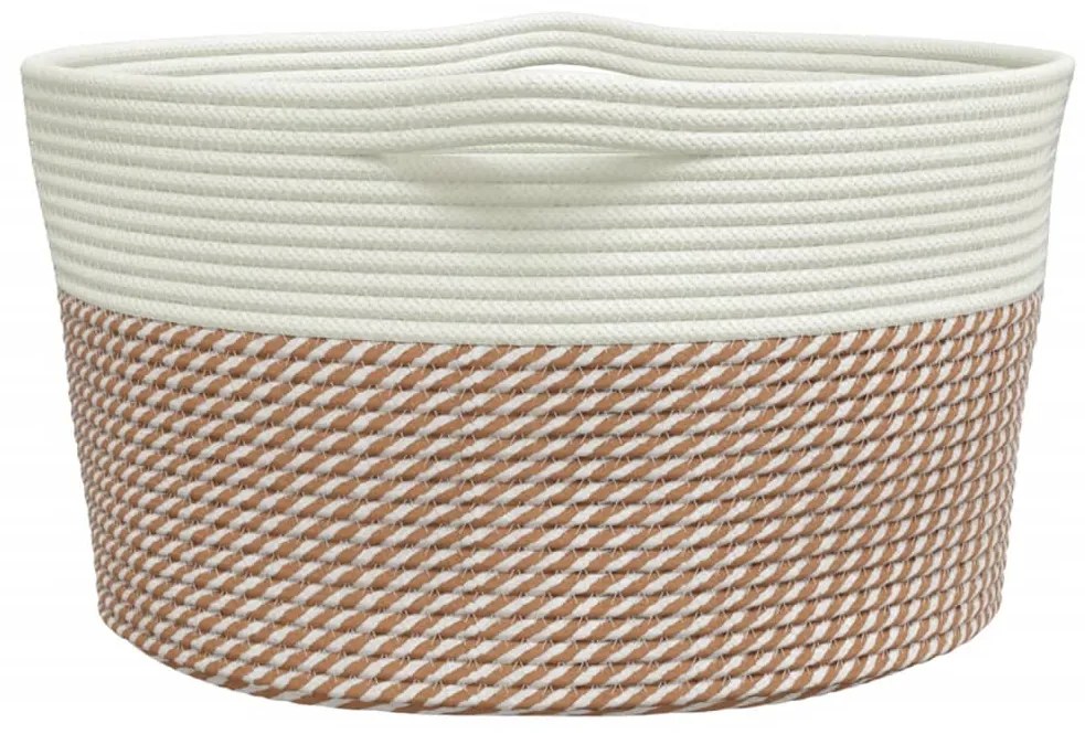 Cesto de arrumação Ø40x25 cm algodão castanho e branco