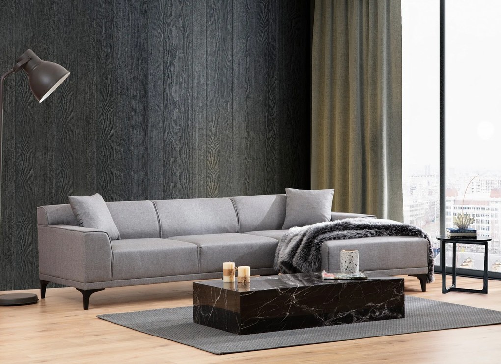 Sofá de Canto Petra – Cinzento Claro – 145 x 250 cm