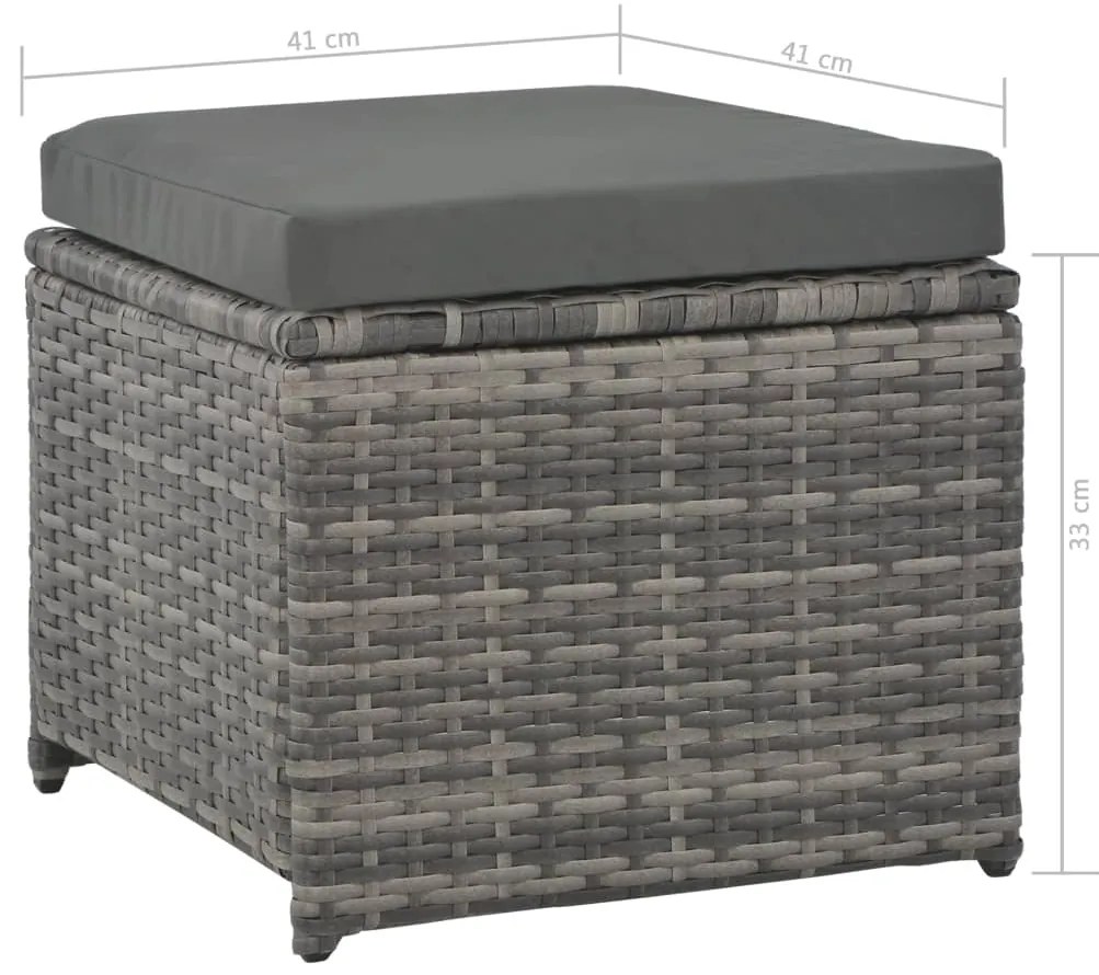 Conjunto jantar p/ exterior com almofadões 7 pcs vime cinzento