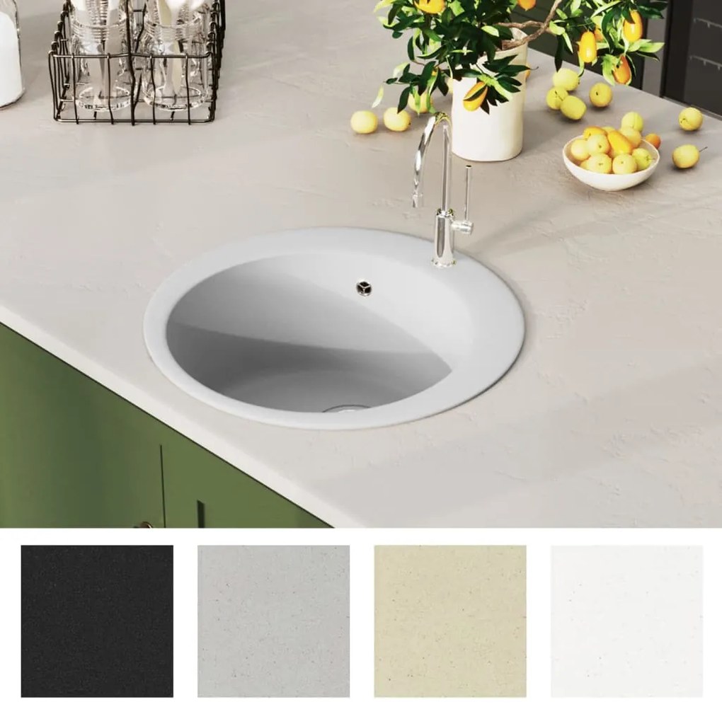 Lava-louça com 1 cuba redonda granito branco