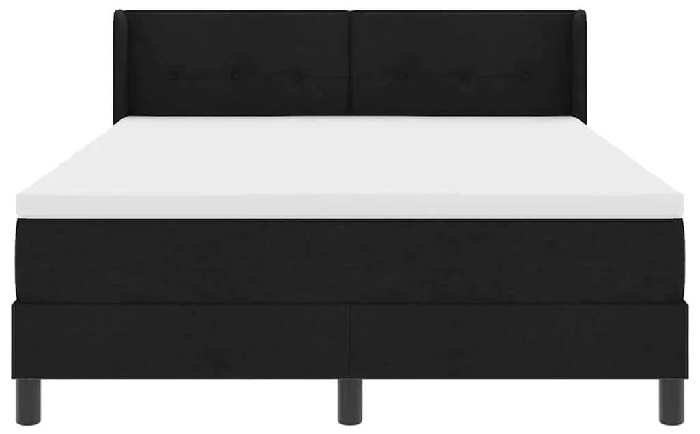 Cama Box com cabeceira Preto 140 x 190 cm Tecido e Espuma